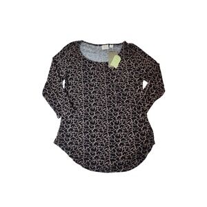 Anthropologie Postmark Heart Print Tee S Black Long Sleeve Romantic Whimsigoth